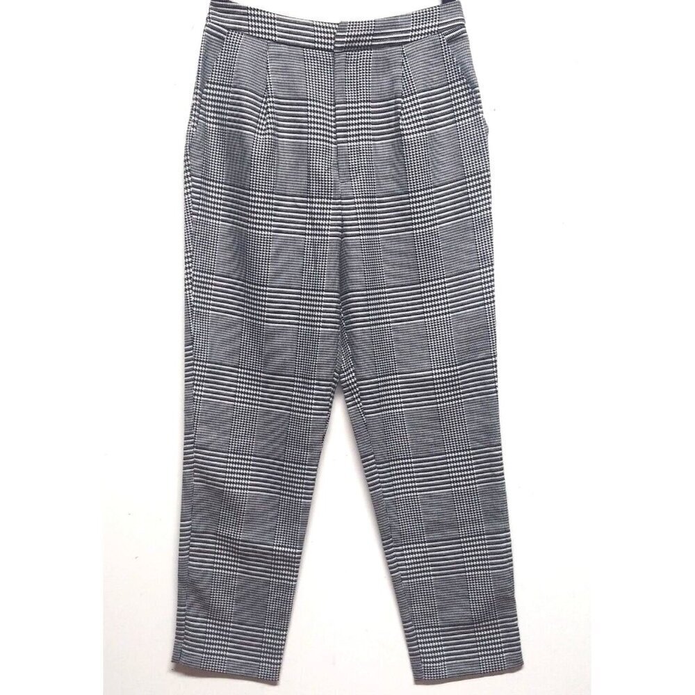 Forever 21 Black White Plaid Pants HOUNDSTOOTH trouser womens Sz S ankle classic